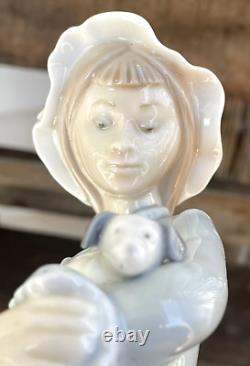 Vintage Lladro Nao 241 Girl Holding Puppy 10 Porcelain Figurine