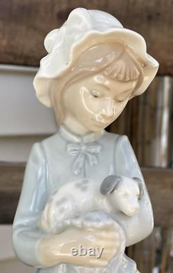 Vintage Lladro Nao 241 Girl Holding Puppy 10 Porcelain Figurine