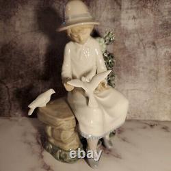 Vintage Lladro Nao Figurine Day At The Park With Doves 1987