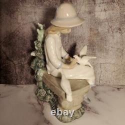 Vintage Lladro Nao Figurine Day At The Park With Doves 1987