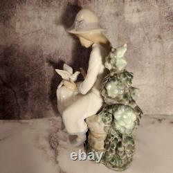 Vintage Lladro Nao Figurine Day At The Park With Doves 1987