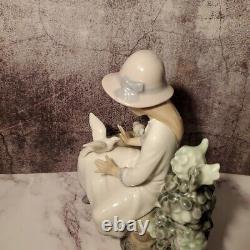 Vintage Lladro Nao Figurine Day At The Park With Doves 1987