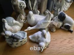 Vintage Lladro Nao Figurines x 17 Job Lot. Porcelain Boy, Girl & Animal Figures