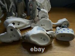 Vintage Lladro Nao Figurines x 17 Job Lot. Porcelain Boy, Girl & Animal Figures