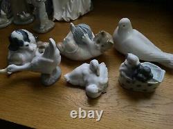 Vintage Lladro Nao Figurines x 17 Job Lot. Porcelain Boy, Girl & Animal Figures