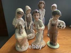 Vintage Lladro Nao Figurines x 17 Job Lot. Porcelain Boy, Girl & Animal Figures