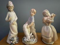 Vintage Lladro Nao Figurines x 17 Job Lot. Porcelain Boy, Girl & Animal Figures