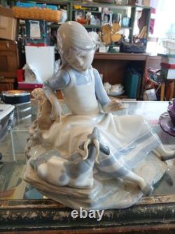 Vintage NAO (Lladro) Girl With Goat Spain Children Animals