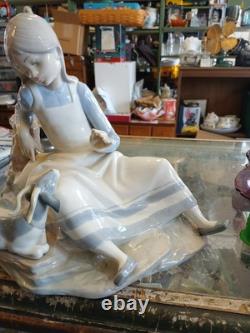 Vintage NAO (Lladro) Girl With Goat Spain Children Animals