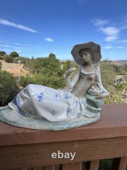 Vintage NAO Lladro Porcelain Large Figurine, Languid Lady with Fruit Basket RARE