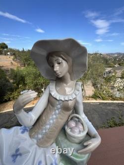 Vintage NAO Lladro Porcelain Large Figurine, Languid Lady with Fruit Basket RARE