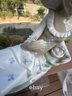 Vintage NAO Lladro Porcelain Large Figurine, Languid Lady with Fruit Basket RARE