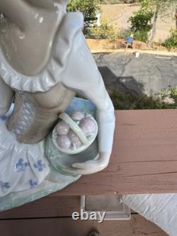 Vintage NAO Lladro Porcelain Large Figurine, Languid Lady with Fruit Basket RARE