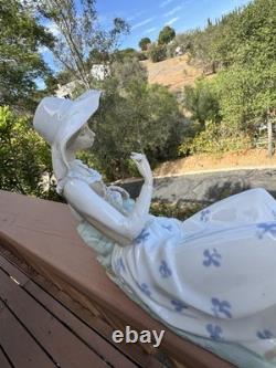 Vintage NAO Lladro Porcelain Large Figurine, Languid Lady with Fruit Basket RARE