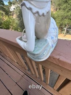 Vintage NAO Lladro Porcelain Large Figurine, Languid Lady with Fruit Basket RARE