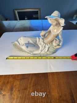 Vintage NAO Lladro Porcelain Large Figurine, Languid Lady with Fruit Basket RARE