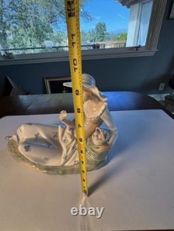 Vintage NAO Lladro Porcelain Large Figurine, Languid Lady with Fruit Basket RARE