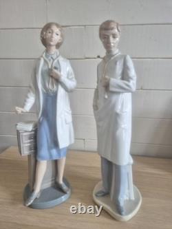 Vintage NAO by Lladró Doctor Female Doctor Matching Pair of Porcelain Figurines