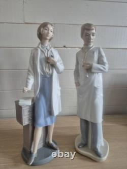 Vintage NAO by Lladró Doctor Female Doctor Matching Pair of Porcelain Figurines