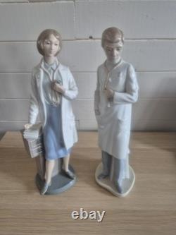 Vintage NAO by Lladró Doctor Female Doctor Matching Pair of Porcelain Figurines