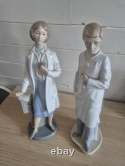 Vintage NAO by Lladró Doctor Female Doctor Matching Pair of Porcelain Figurines