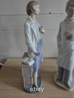 Vintage NAO by Lladró Doctor Female Doctor Matching Pair of Porcelain Figurines