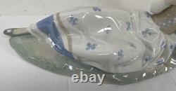 Vintage Nao By Lladro 14 Inch Porcelain Figurine Woman Resting On Rocks
