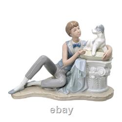 Vintage Original Large NAO Spain Lladro Porcelain Young Boy & Dog Figurine