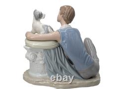 Vintage Original Large NAO Spain Lladro Porcelain Young Boy & Dog Figurine