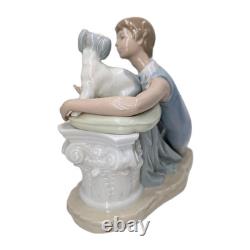 Vintage Original Large NAO Spain Lladro Porcelain Young Boy & Dog Figurine