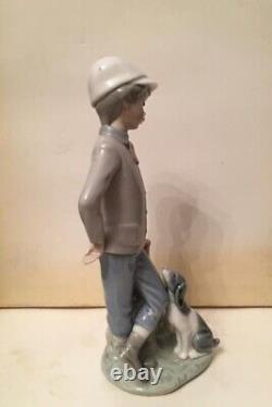 Vintage Porcelain Figurine Statue Boy with Dog Lladro Figure Marked Spain