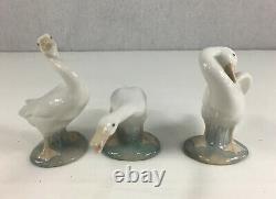 Vintage Set Of 3 Lladro Swan Figures Spanish