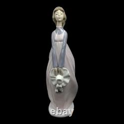 Vtg 60s NAO By Lladro Young Woman/Girl in Flowing Pink Dress withHat Figurine 13