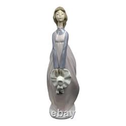 Vtg 60s NAO By Lladro Young Woman/Girl in Flowing Pink Dress withHat Figurine 13