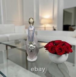Vtg 60s NAO By Lladro Young Woman/Girl in Flowing Pink Dress withHat Figurine 13