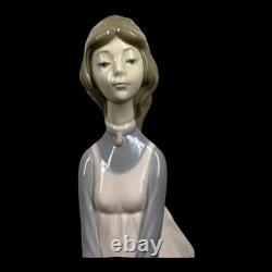 Vtg 60s NAO By Lladro Young Woman/Girl in Flowing Pink Dress withHat Figurine 13