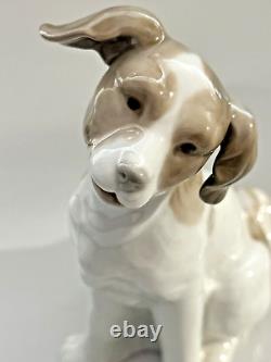 Vtg Lladro NAO Spain Puppy Dog Figure Daisy glossy brown & white 1978 Retired