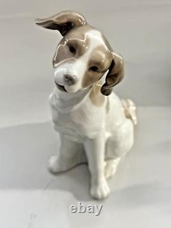 Vtg Lladro NAO Spain Puppy Dog Figure Daisy glossy brown & white 1978 Retired