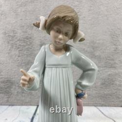 Vtg NAO by Lladro Figurine Porcelain 1991 Girl and Puppy with Slipper 10.25 T