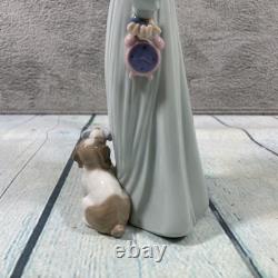 Vtg NAO by Lladro Figurine Porcelain 1991 Girl and Puppy with Slipper 10.25 T
