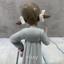 Vtg NAO by Lladro Figurine Porcelain 1991 Girl and Puppy with Slipper 10.25 T