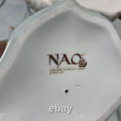 Vtg NAO by Lladro Figurine Porcelain 1991 Girl and Puppy with Slipper 10.25 T